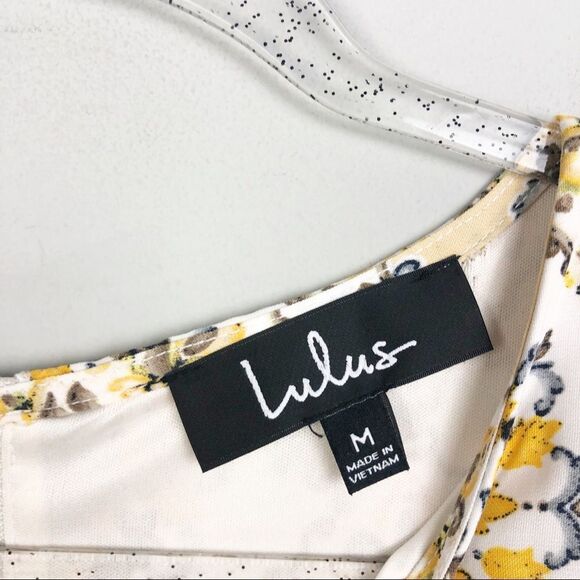 LULU’S | Dandelion Print Short Sleeve Mini Dress Yellow & White Women’s Size M - Picture 8 of 13